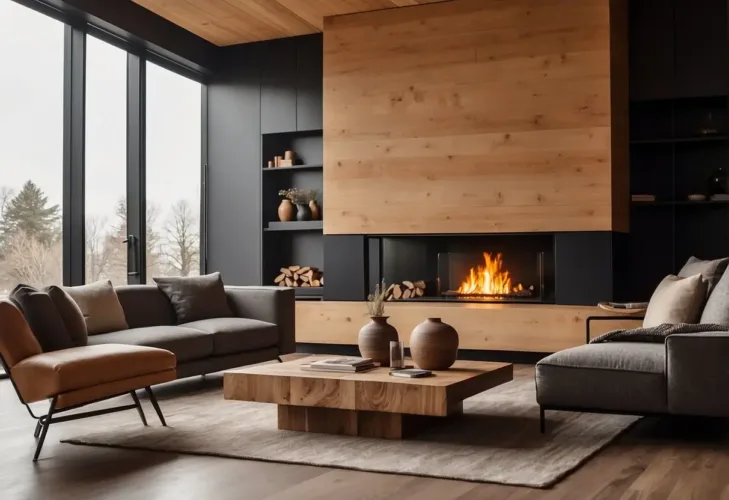 A cozy living room with modern furniture, warm earthy tones, and natural materials. A large, statement piece of artwork hangs above the sleek, minimalistic fireplace

2024 Interior Design Trends You Can Actually Afford: Fashionable yet Low-cost