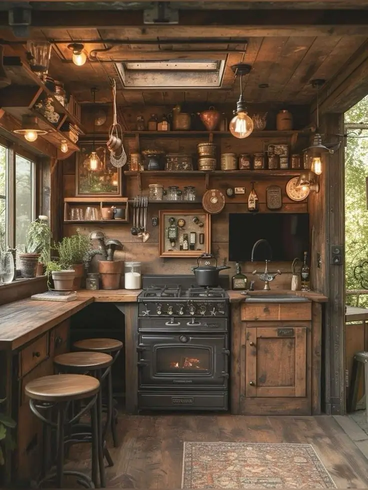 The Hearth and Home Kitchen - Inspiring Bar Log Cabin Ideas 