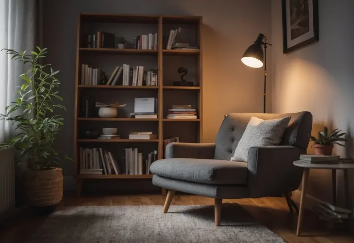 A cozy living room with a neglected corner transformed into a stylish reading nook, featuring a comfortable armchair, a floor lamp, and a small bookshelf

2024 Interior Design Trends You Can Actually Afford: Fashionable yet Low-cost