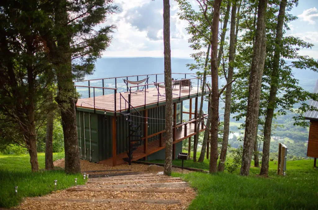 The Cloud 9 Rooftop Deck at On The Rocks Tiny Home Shipping Container Houses Across The USA