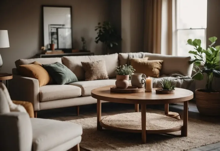 A cozy living room with earthy tones, textured fabrics, and natural elements. A mix of modern and vintage furniture creates a comfortable and inviting space

2024 Interior Design Trends You Can Actually Afford: Fashionable yet Low-cost