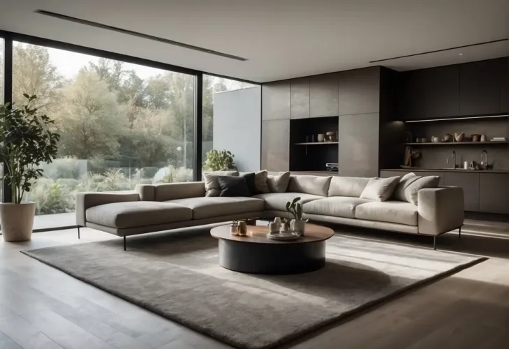 A modern living room with sleek, minimalist furniture, integrated smart home technology, and sustainable materials. Clean lines and neutral colors create a futuristic yet accessible aesthetic

2024 Interior Design Trends You Can Actually Afford: Fashionable yet Low-cost