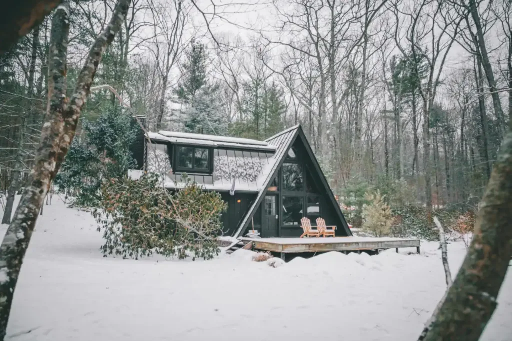 Romantic Black A-Frame House in Catskil