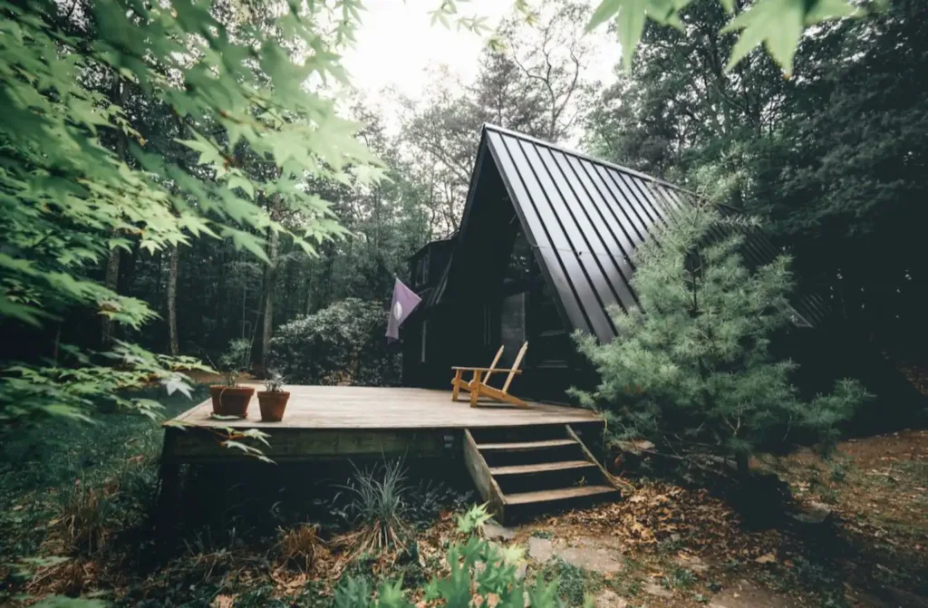 Romantic Black A-Frame House in Catskil