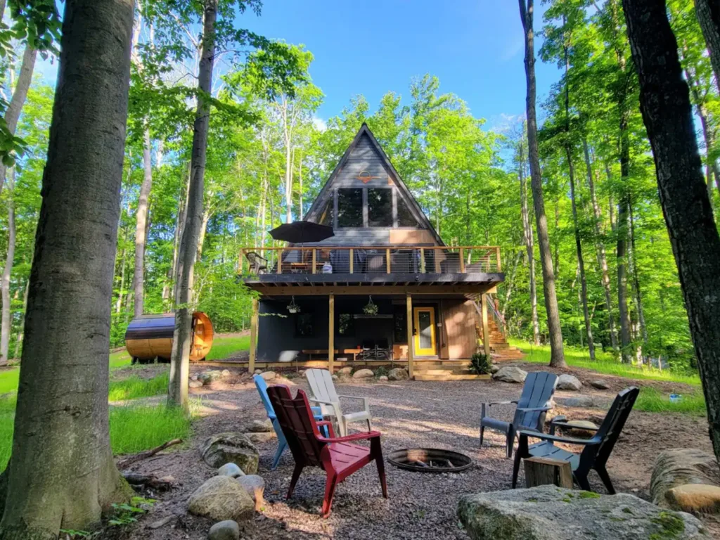 A-frame cabins on Mackinac Island