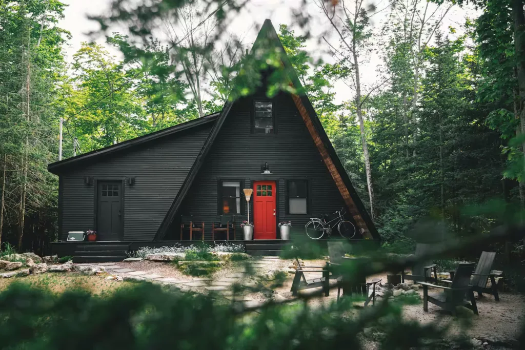 A-Frame cabin in the woods 1 of 76 A-frame House Exteriors Ideas to Inspire You