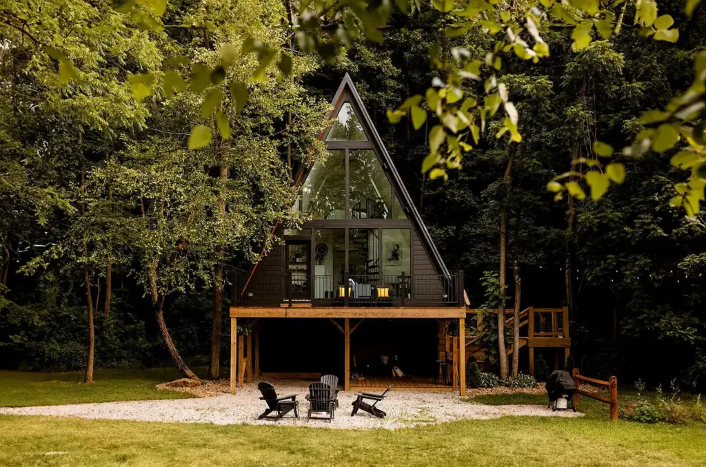 “The Pinnacle”, A Luxury A-frame  Treehouse 1 of 76 A-frame House Exteriors Ideas to Inspire You 

