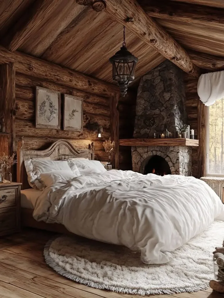 Rustic bedroom with neutral tones