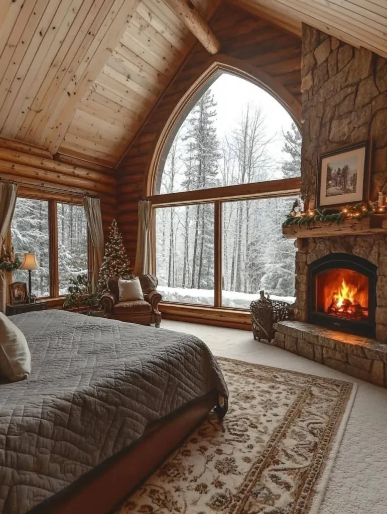 Rustic bedroom with vaulted ceiling