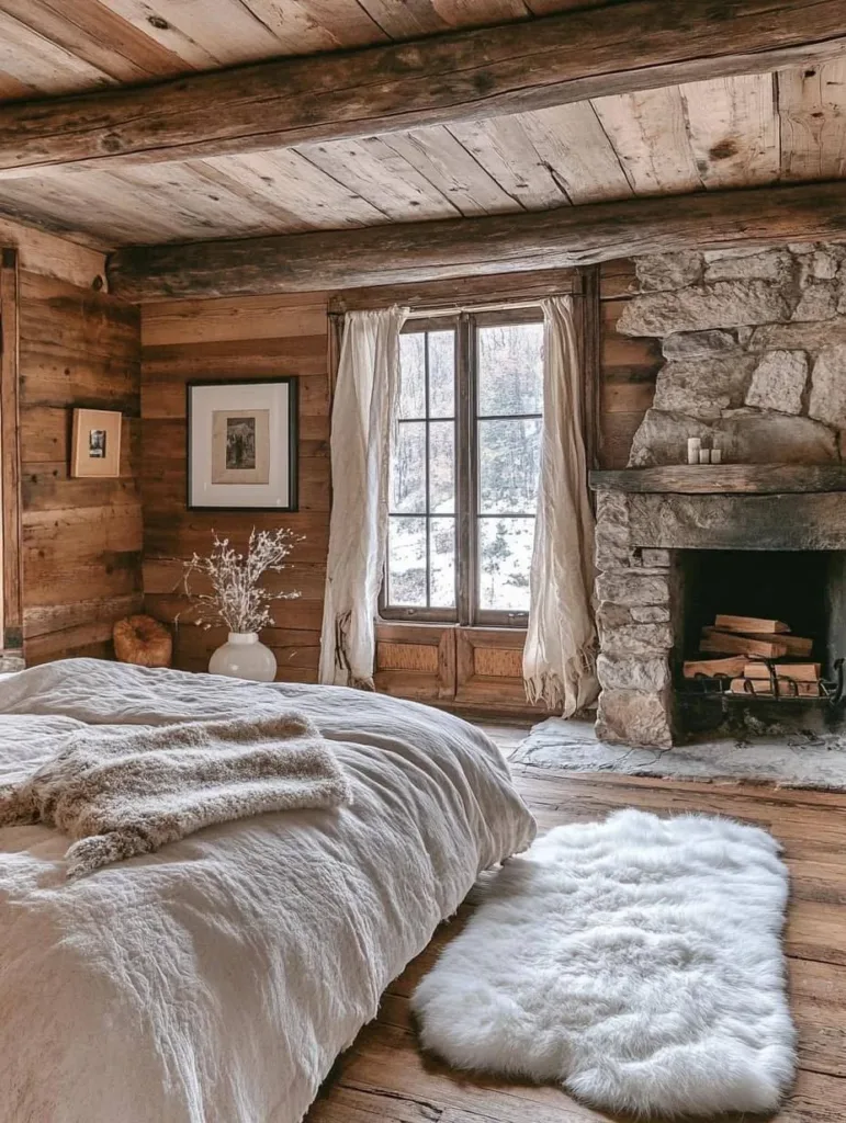 Simple and cozy rustic bedroom