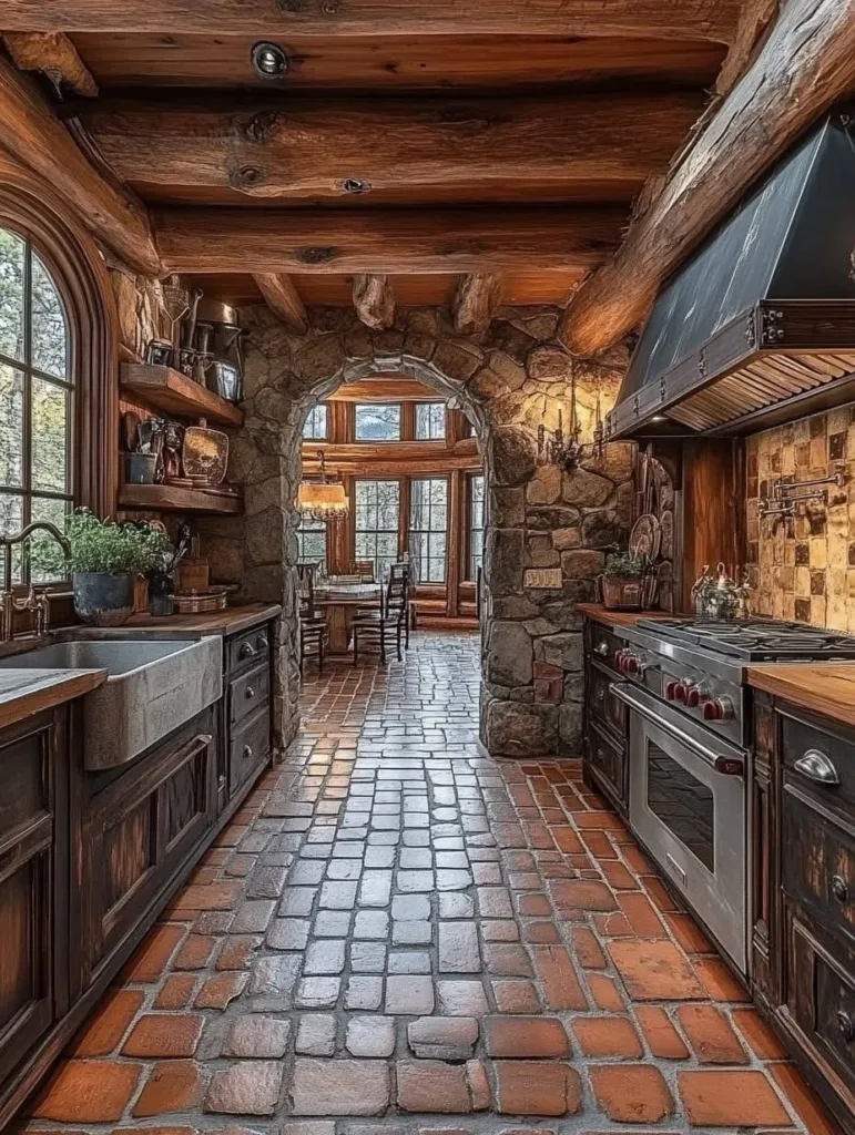 Rustic mudroom with built-in storage