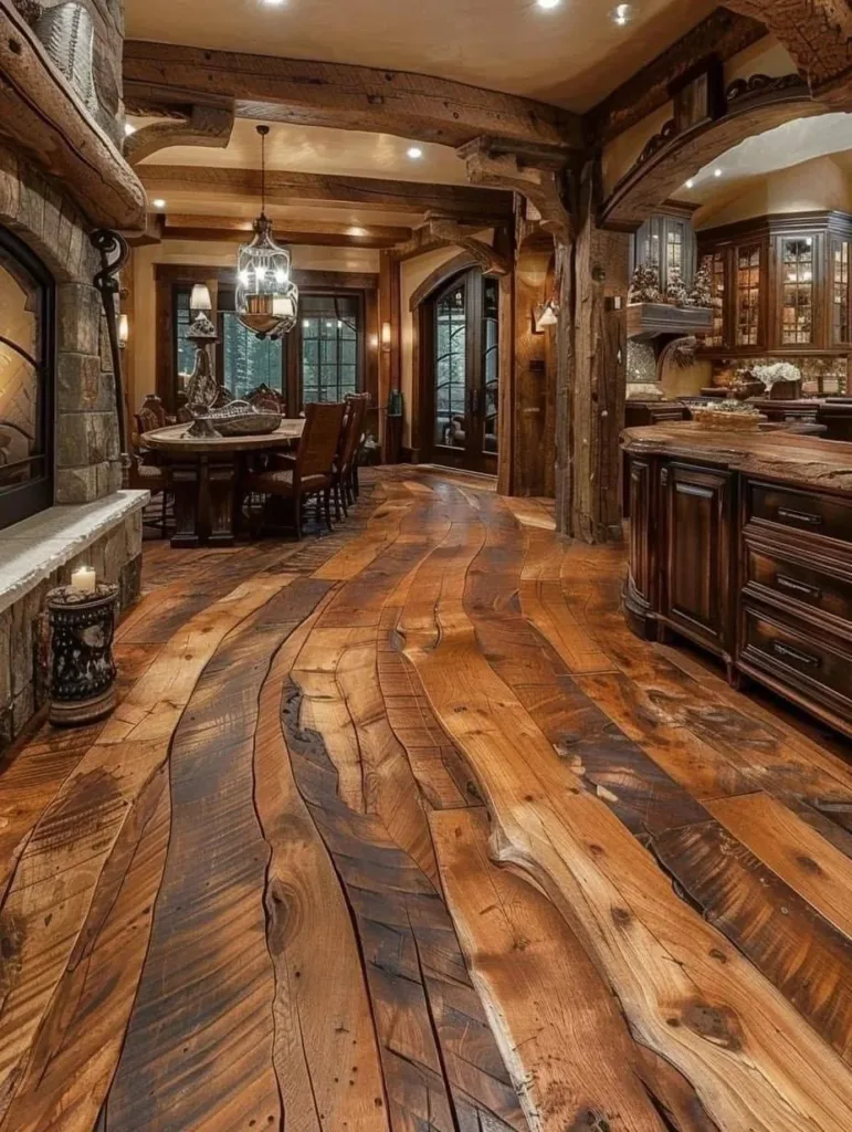 Rustic home with unique wood flooring