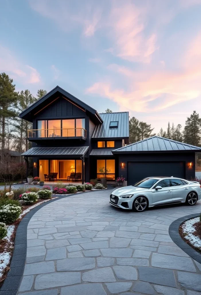 Modern Farmhouse, Dark Exterior, Contemporary Design, Large Windows