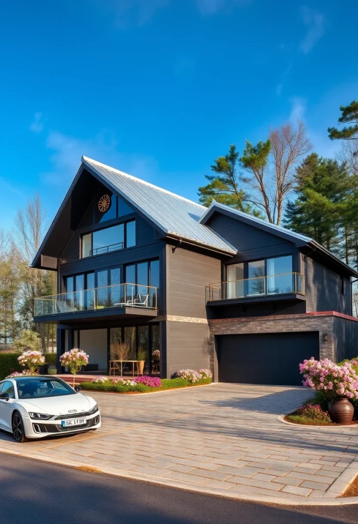 Contemporary Homes, Glass Railings, Dark Exterior, Modern Balconies