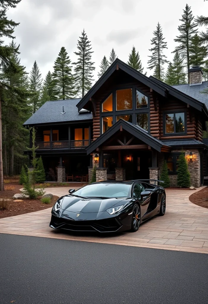 Modern Craftsman Style Mountain Home with Log Siding and Stone Accents