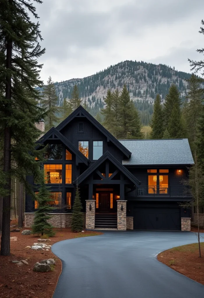 : Modern Mountain Home with Black Wood Siding and Metal Roof