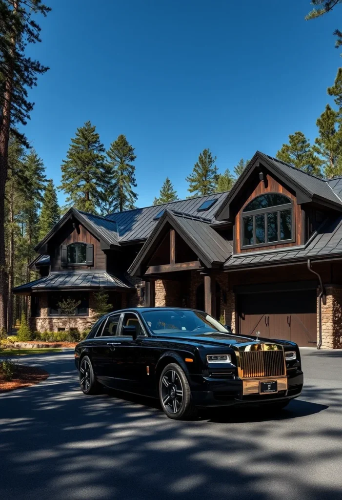 Black and Wood Mountain Home Exterior with Large Windows