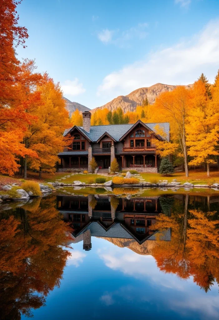 Luxury Mountain Home with Stone and Wood Exterior and Multiple Rooflines