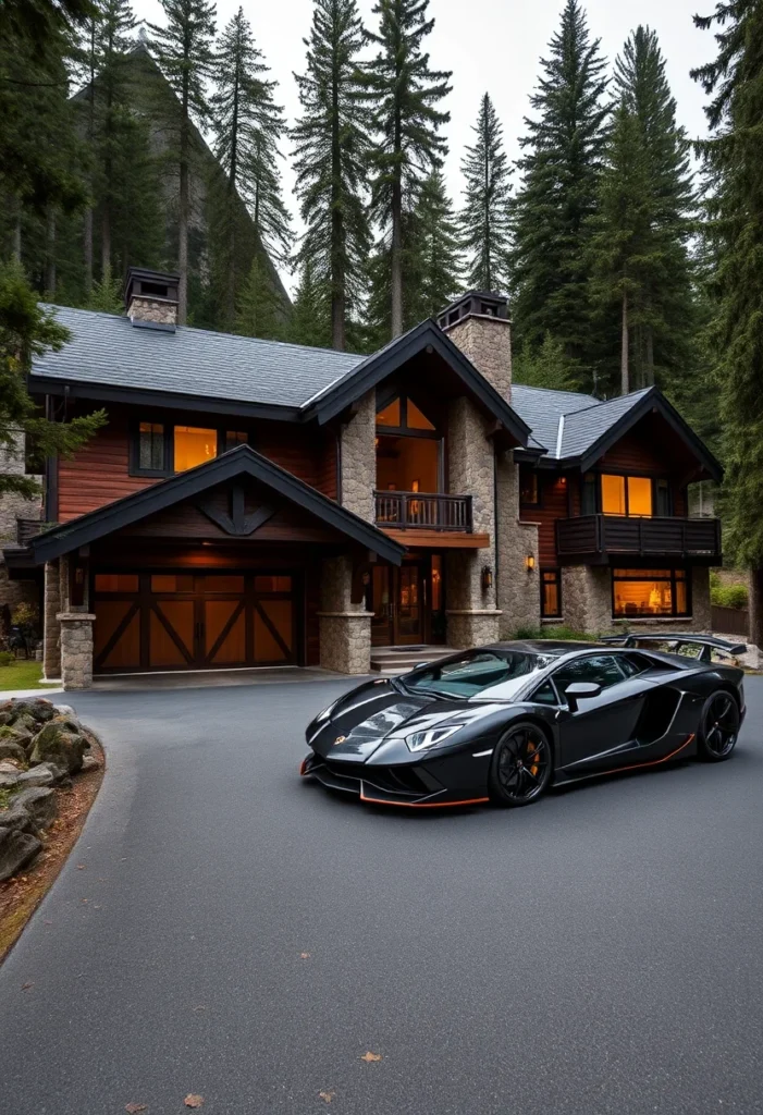 Luxury Mountain Home with Stone Veneer and Wood Accents