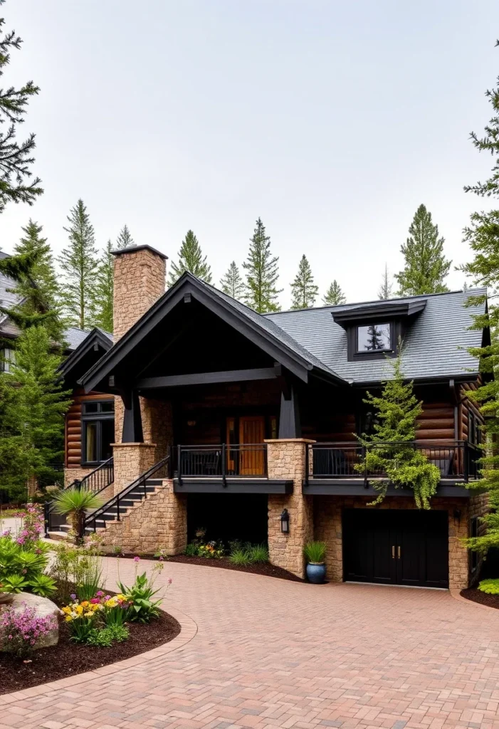 Mountain Home with Log Siding and Stone Foundation