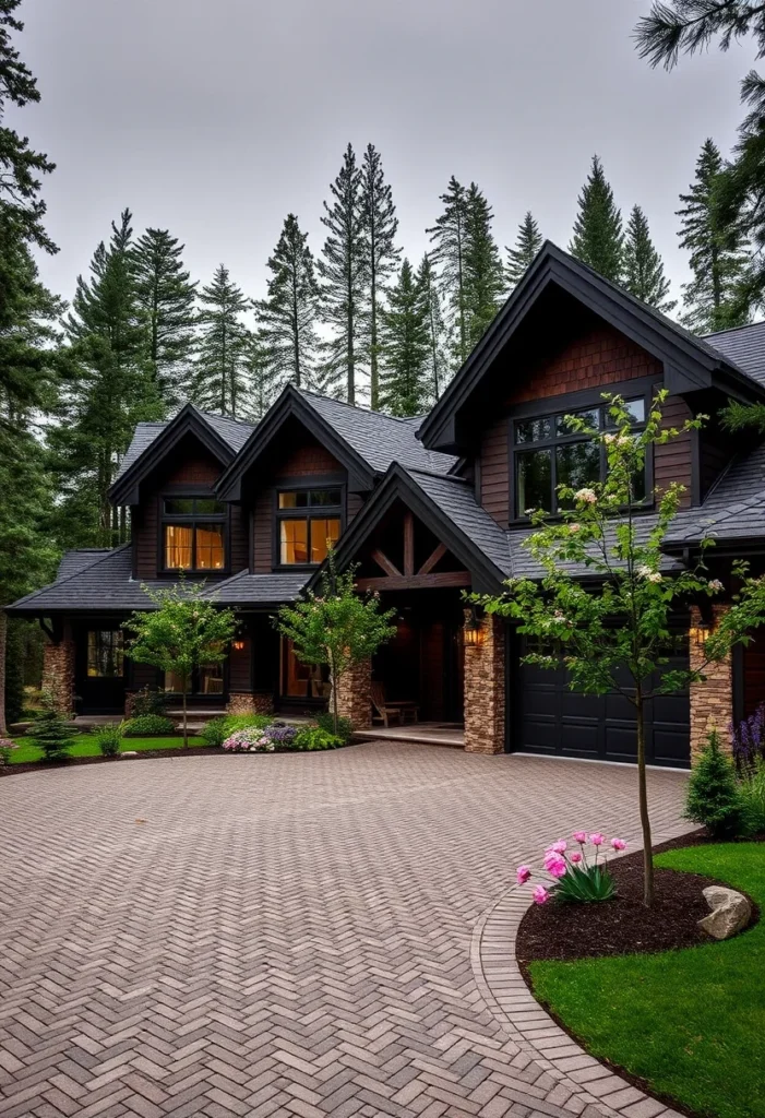 Luxury Mountain Home with Wood Siding and Multiple Gables